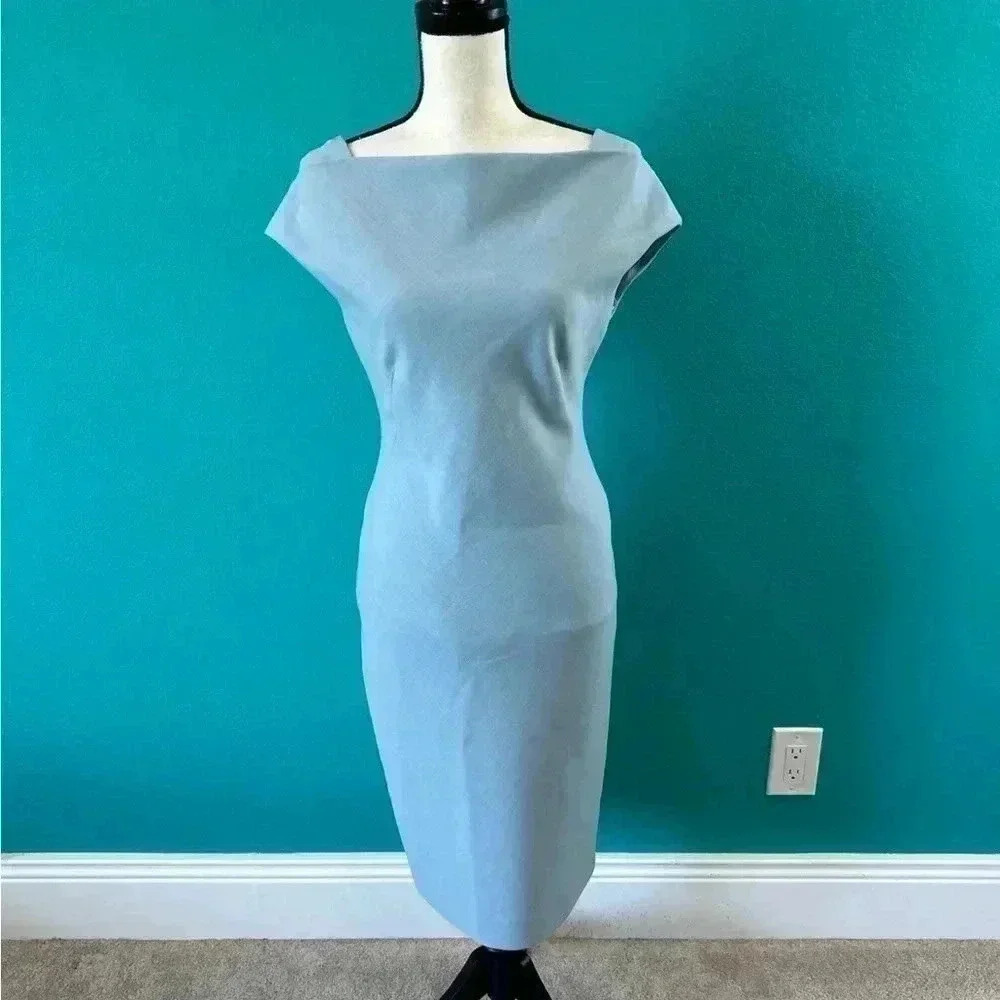 Max Mara blue wool shift dress in size 4